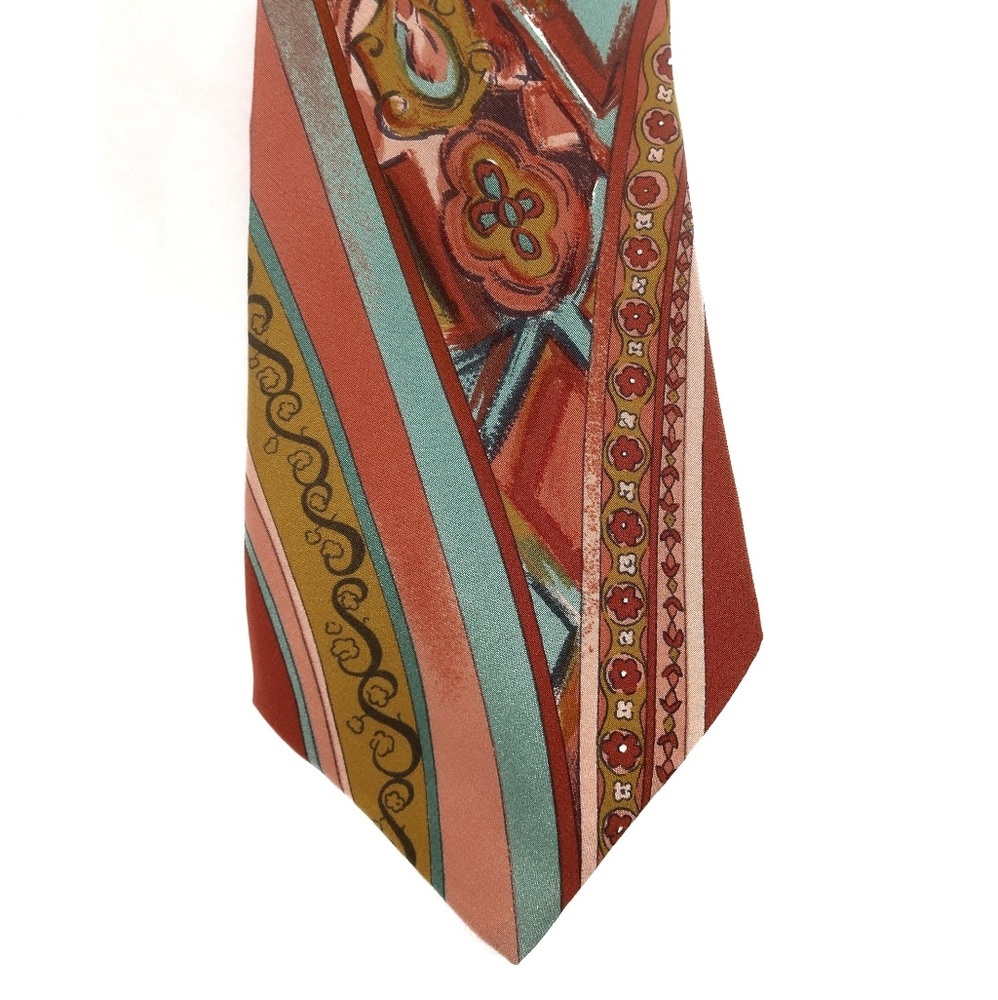 Giannini men's tie in peach and green abstract